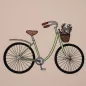Preview: Stickdatei Damenfahrrad in grün gestickt mit Blumen im Fahrradkörbchen.