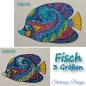 Preview: Fisch mit Mandalamuster in verschiedenen Blautönen, rosa und gelb gestickt Preview: Fisch mit Mandalamuster in verschiedenen Blautönen, rosa und gelb gestickt