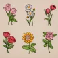Preview: Übersicht gestickt 6 verschiedene Blumen