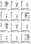 Preview: Stickdatei Set ITH Bestecktaschen Folksy Flowers (4 Größen), Übersicht mit 12 Dateien. 10 mal für bestickte Taschen, unterschiedliche Formate/Ausgestaltungen, teils mit Schriftzug. 2 mal diverse Einzelmotive Blume.