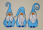 Preview: Stickdatei Set Gnomtrio - drei Gnome in Vollstick mit ITH-Lichtbeutel-Dateien (13x18)