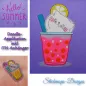 Preview: Stickdatei Set Hello Summer Cat Doodle Applikation inkl. ITH Anhänger