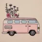 Preview: Camper in Rosa gestickt mit Blumen auf dem Dach.