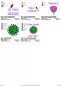 Preview: Stickdatei Set Motive für den Impfpass, Übersicht über 5 Designs. 2 mal Spritze "Pieks inside"; 1 mal pinke Tulpe, Überschrift "Impfpass"; 2 mal stilisiertes Virus in grün, dabei 1 mal mit Schriftzug "Keine Macht den Viren!"