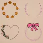 Preview: Stickdatei Set florale Rahmen + Schriftzüge Preview: Stickdatei Set florale Rahmen + Schriftzüge
