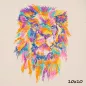 Mobile Preview: Stickdatei Lion Löwenkopf aus vielen verschiedenen Farben mit Größenangabe 10x10