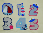 Preview: Stickdatei Set Maritime Zahlen (8 und 10 cm Höhe) mit süßen kleinen Meeresmotiven
