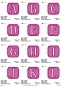 Preview: Stickdatei Set Monogramme Lotte geeignet für Frottierwaren, Übersicht mit 12 Dateien. Auf roter Umrahmung heller Großbuchstabe: von "A" bis "L".
