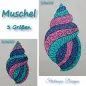 Preview: Muschel mit Mandalamuster in blau türkis und rosa getickt Preview: Muschel mit Mandalamuster in blau türkis und rosa getickt