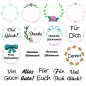 Preview: Stickdateien mit bunten floralen Rahmen und Schriftzügen wie Viel Glück, Danke, Alles Gute und Frohe Weihnachten.