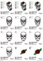 Preview: Stickdatei Set Skull with Roses in verschiedenen Variationen Übersicht