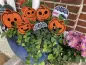 Preview: Stickdatei Set Halloween Stabdeko groß & klein im Blumentopf mit Fledermäusen und Kürbissen mit Gruselgesicht.