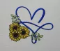 Preview: Geschwungene Linie, die ein Herz bildet mit Sonneblumen. Preview: Geschwungene Linie, die ein Herz bildet mit Sonneblumen.