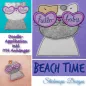 Preview: Stickdatei Set Beach Time Cat Doodle Applikation inkl. ITH Anhänger