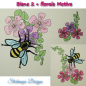Preview: Stickdatei Biene 2 (div. Größen) Vollstick + Florale Motive
