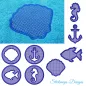 Preview: Stickdatei Set Maritime Handtuch Motive Embossed 10x10