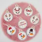 Preview: Stickdatei Christbaumkugeln ITH auf rosa Fell.