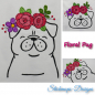 Preview: Stickdatei Set Floral Pug