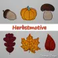 Preview: Ansicht gestickter Motive Eichel Kürbis Steinpilz Eichenblatt Ahornblatt Birkenblatt Preview: Ansicht gestickter Motive Eichel Kürbis Steinpilz Eichenblatt Ahornblatt Birkenblatt
