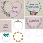 Preview: Stickdatei Set florale Rahmen + Schriftzüge