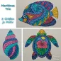 Preview: Stickdatei Set Martimes Trio Übersicht gestickter Motive Fisch Muschel und Schildkröte