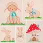 Preview: Stickdatei Set Sweet Easter 5 Tiere ausgestickt auf Baumwolle.