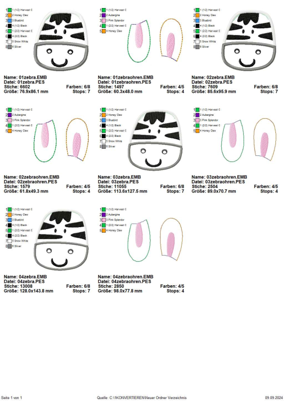 Preview: Stickdatei 3D Zebra Applikation