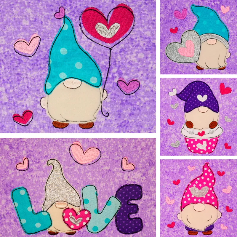 Doodle Applikation Gnom mit Herzchen
