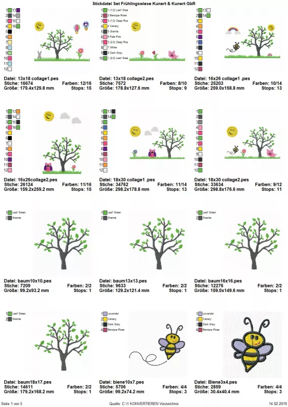 Stickdatei Set Frühlingswiese (div. Rahmengrößen)