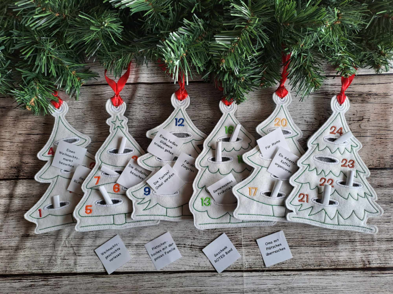 Preview: Stickdatei Set ITH Adventskalender-Tannen Adventstanne