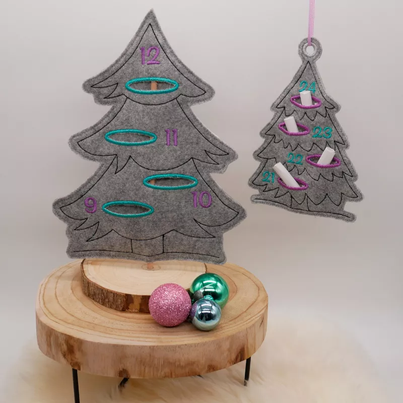 Stickdatei Set ITH Adventskalender-Tannen Adventstanne