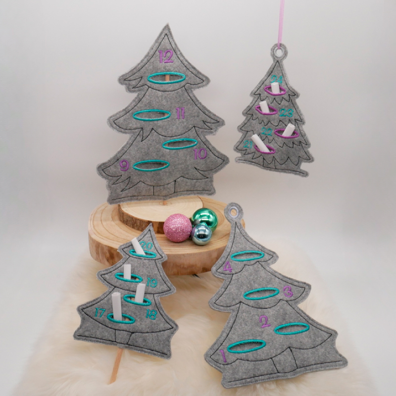 Preview: Stickdatei Set ITH Adventskalender-Tannen Adventstanne