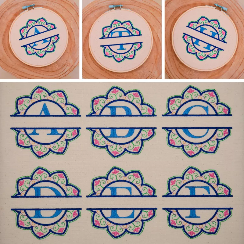 Stickdatei Set Mandalaflowers Split Monogramm