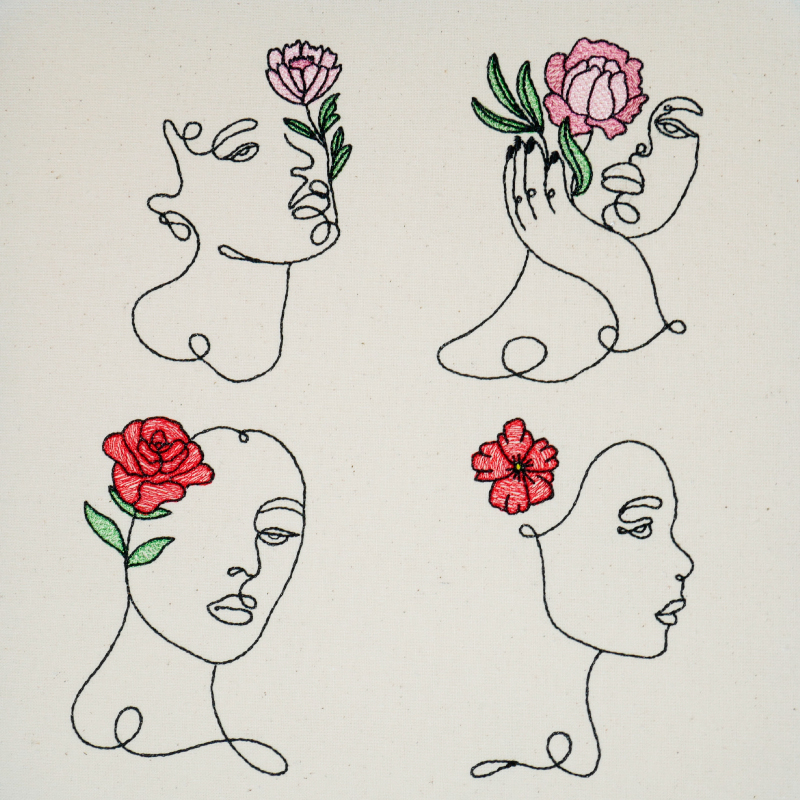 Preview: Stickdatei Set Beauties - ITH Kosmetiktaschen & dekorative Gesichter