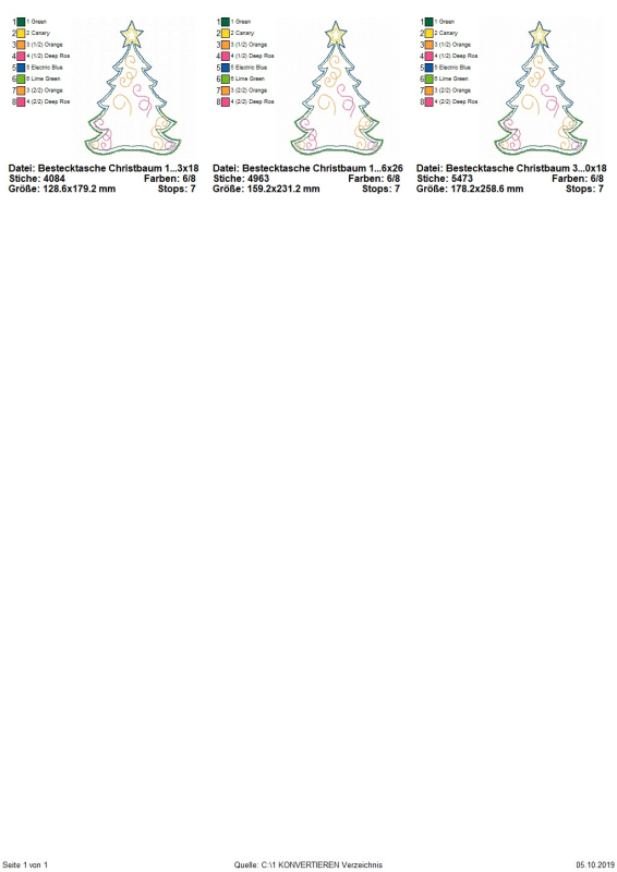 Preview: Bestecktasche Tannenbaum ITH Übersicht