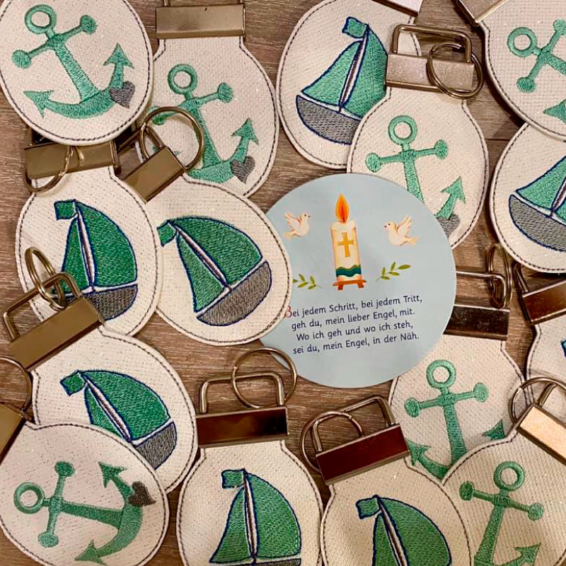 Stickdatei Set 4 Schlüsselanhänger mit christlichen Symbolen