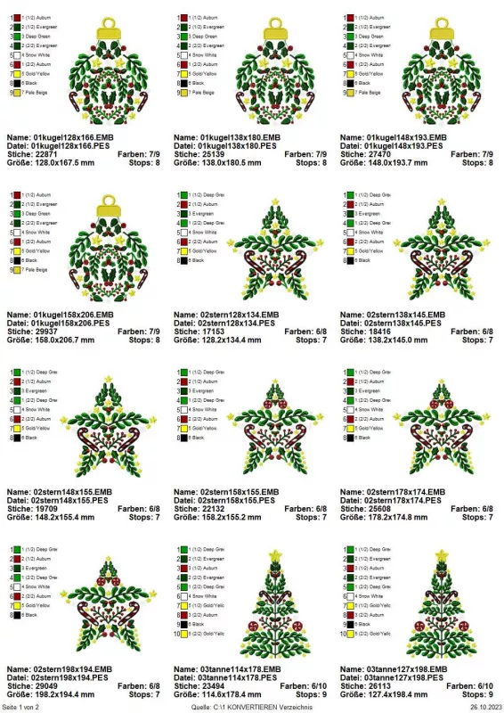 Stickdatei Set Christmas Ornaments (Türchen 9 a)