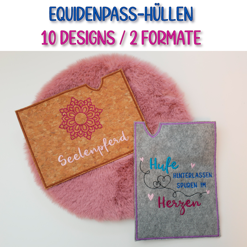 Preview: Stickdatei Set ITH Equidenpasshüllen + Einzelmotive