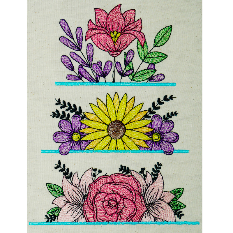 Preview: Stickdatei Set Floral Borders (div. Größen)