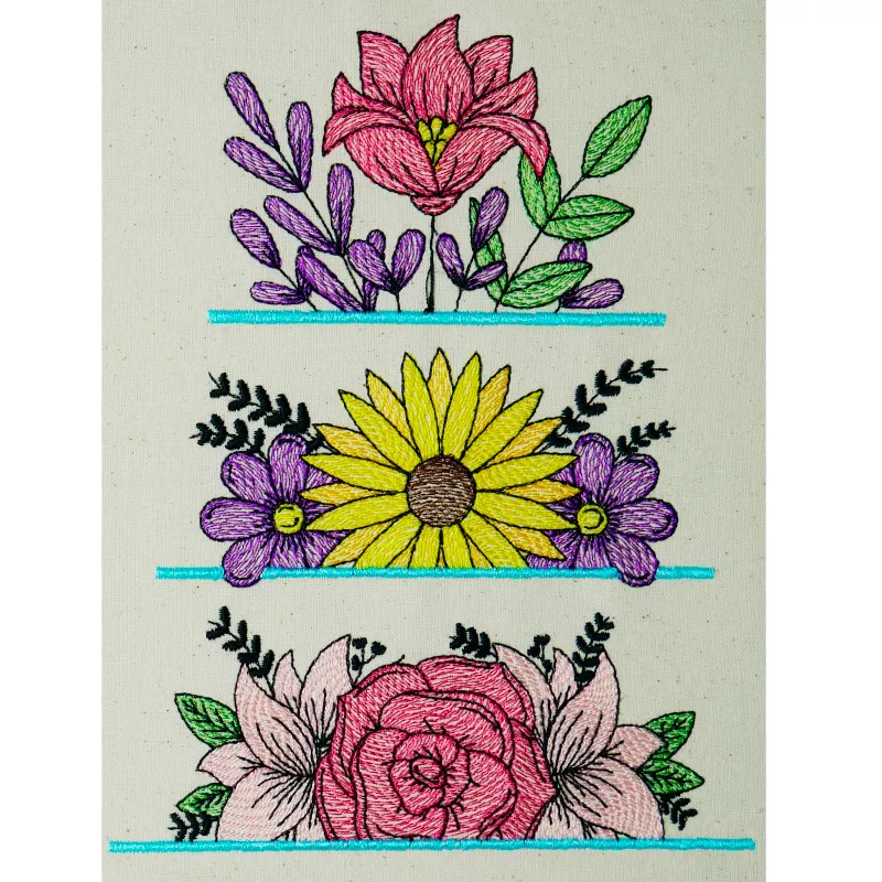 Stickdatei Set Floral Borders