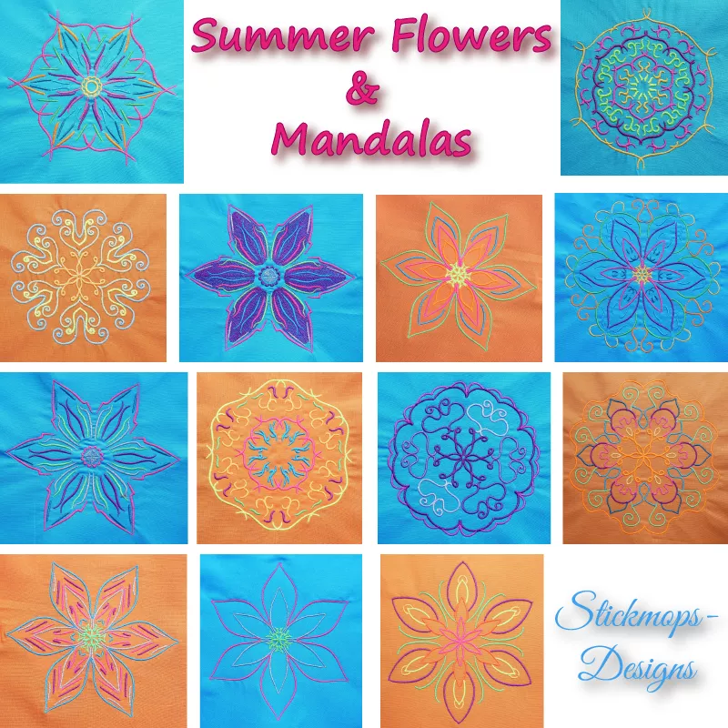 Stickdatei Set Summer Flowers & Mandalas (div. Größen)