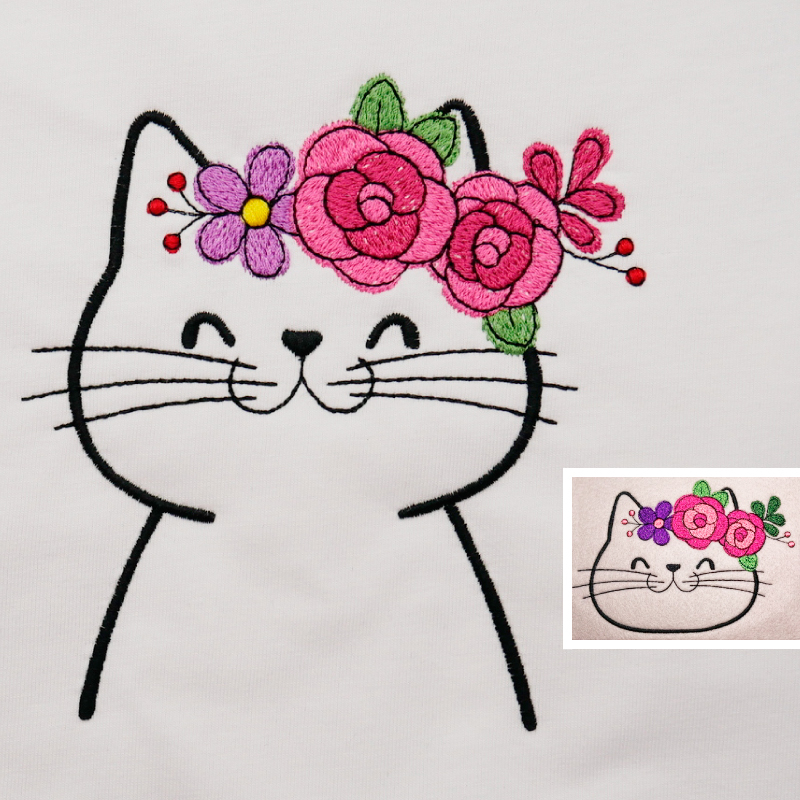 Preview: Stickdatei Set Floral Cat