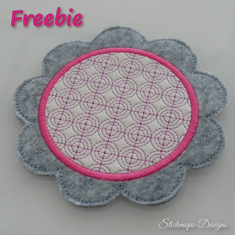 Freebie Stickdatei ITH Mugrug Blume (12x12cm)