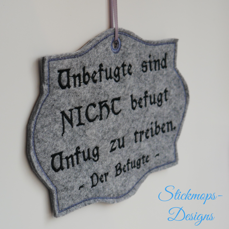 Preview: Freebie Stickdatei ITH Schild Unbefugt