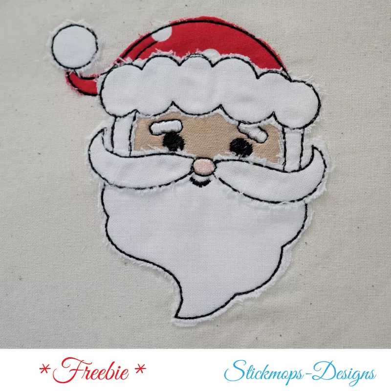 Freebie Stickdatei Weihnachtsmann Doodle-Applikation