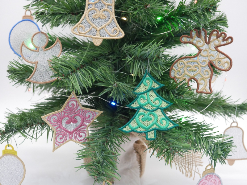 Preview: Stickdatei Set FSL 15 Designs Streudeko & Christbaumschmuck