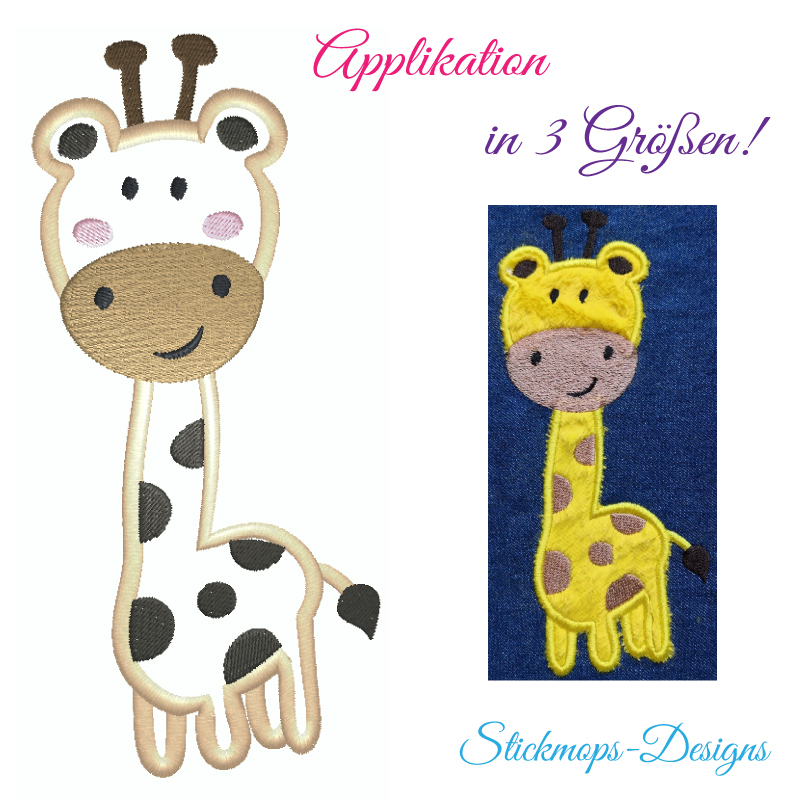 Preview: Stickdatei Giraffe Applikation in 3 Größen