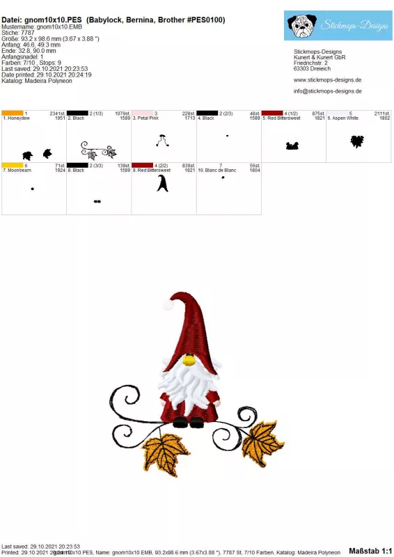 Vorschau Freebie Stickdatei Gnom