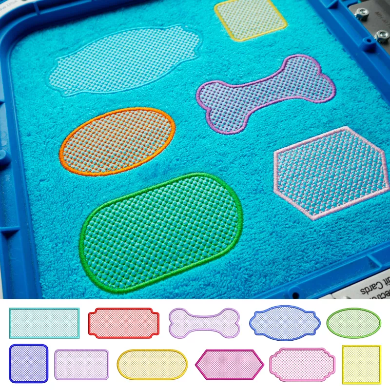 Stickdatei XXL Set Handtuchlabels 2.0 mit Knockdown-Stitch