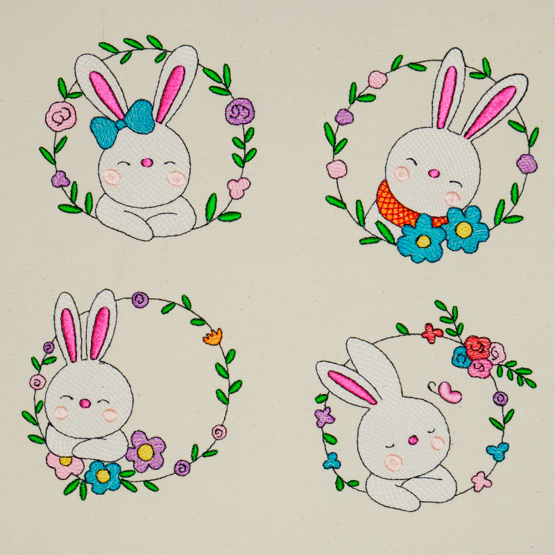 Preview: Stickdatei Set Hasenrahmen